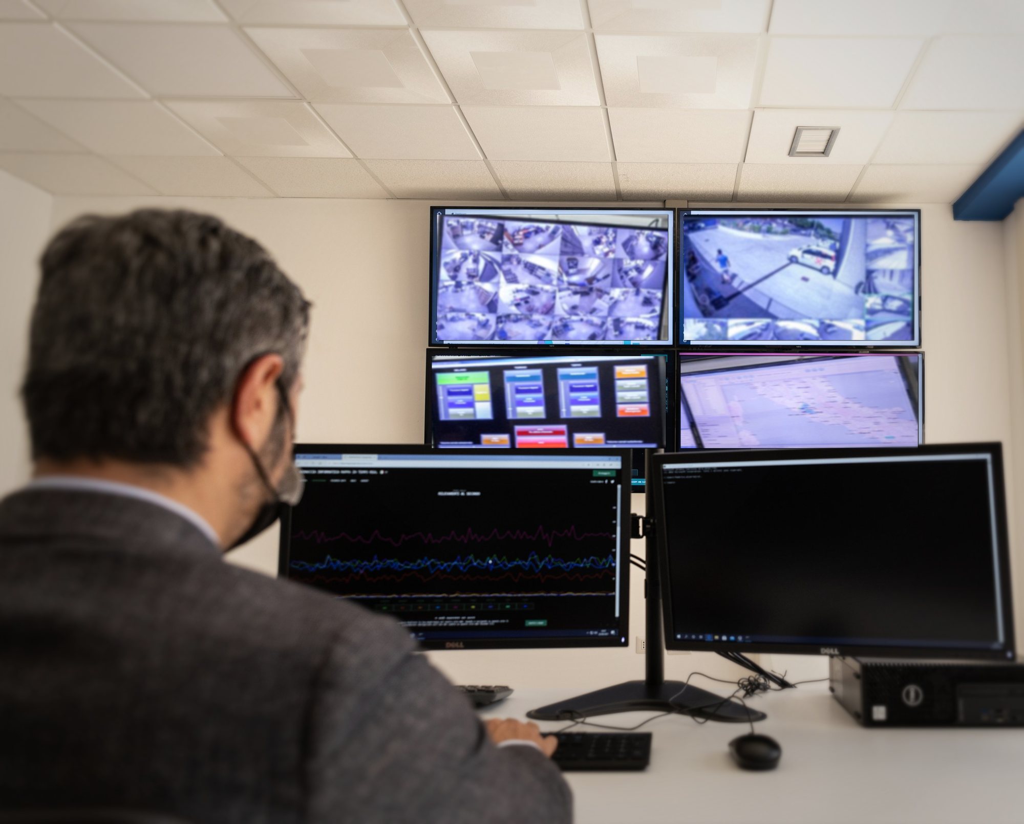 Pareti video con le telecamere collegate